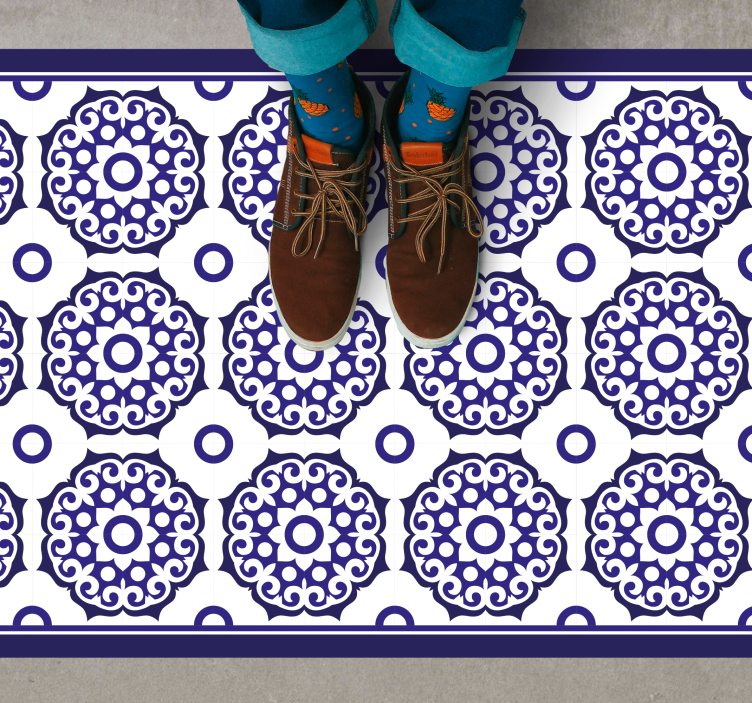 Ornate Blue Patterns tile vinyl carpet - TenStickers