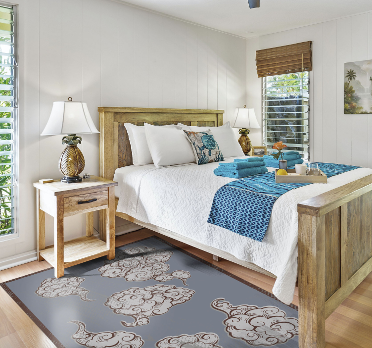 Ornate Cloud Motifs bedroom vinyl carpet - TenStickers