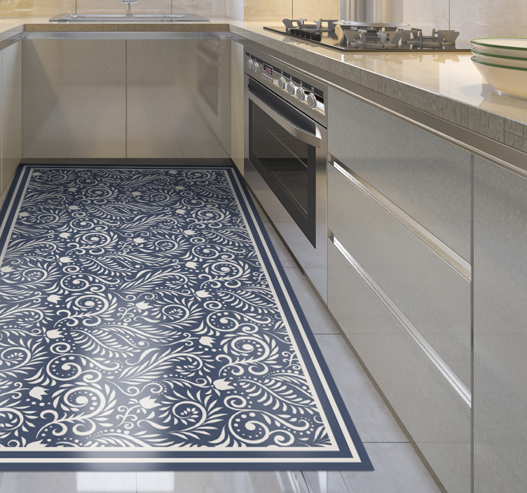 Ornate Floral Design kitchen vinyl carpet - TenStickers