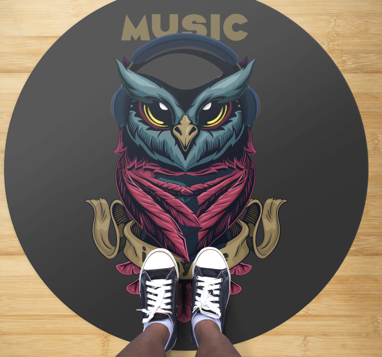 Owl Music Emblem teen vinyl carpet - TenStickers