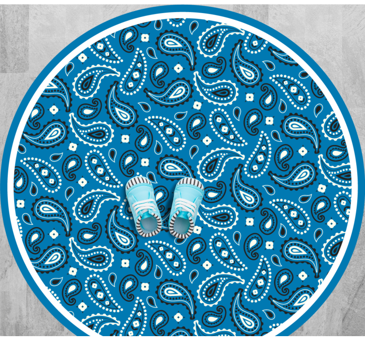 Blue printed Paisley ethnic vinyl carpet - TenStickers