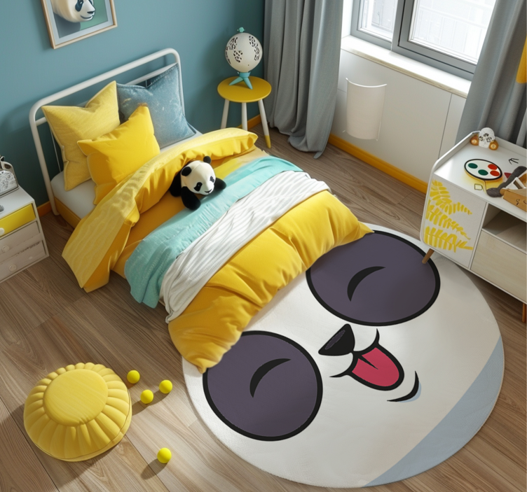 Panda face white vinyl carpet - TenStickers