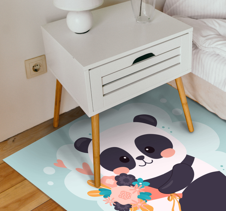 PANDA WITH FLOWERS kids vinyl carpet - TenStickers