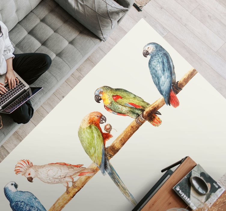 Parrot Perch Illustration animal vinyl carpet - TenStickers