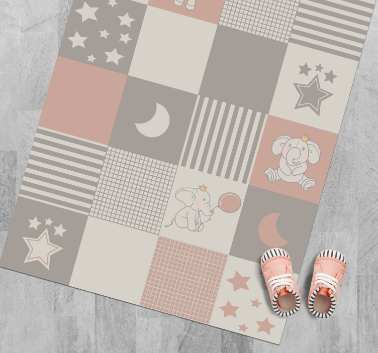 Patchwork Elephant Playground kids vinyl carpet - TenStickers