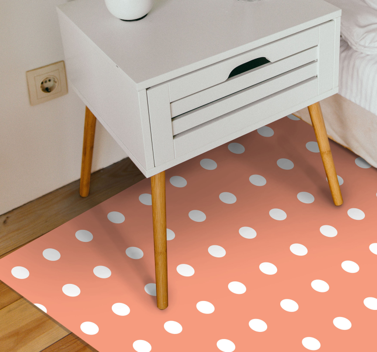 Peach polka dots bedroom vinyl carpet - TenStickers