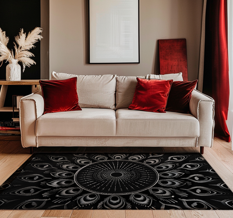 Peacock feathers black vinyl carpet - TenStickers