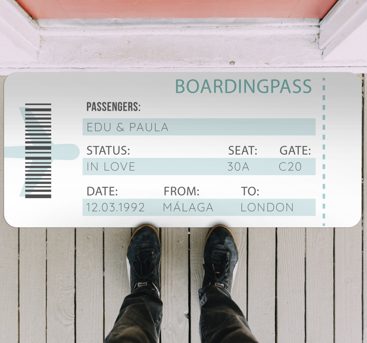 Custom boarding pass entrance hall vinyl carpet - TenStickers