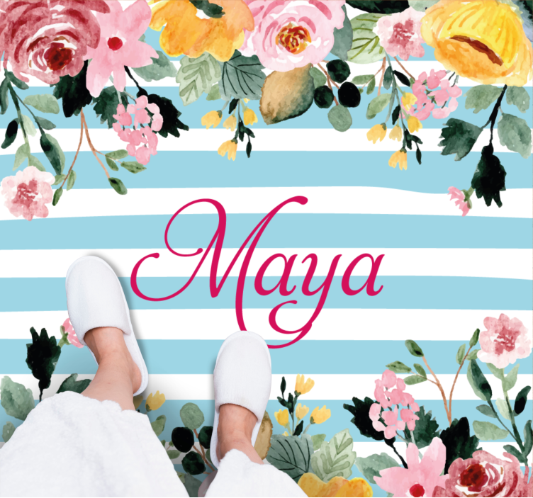 Custom botanical design bedroom vinyl carpet - TenStickers