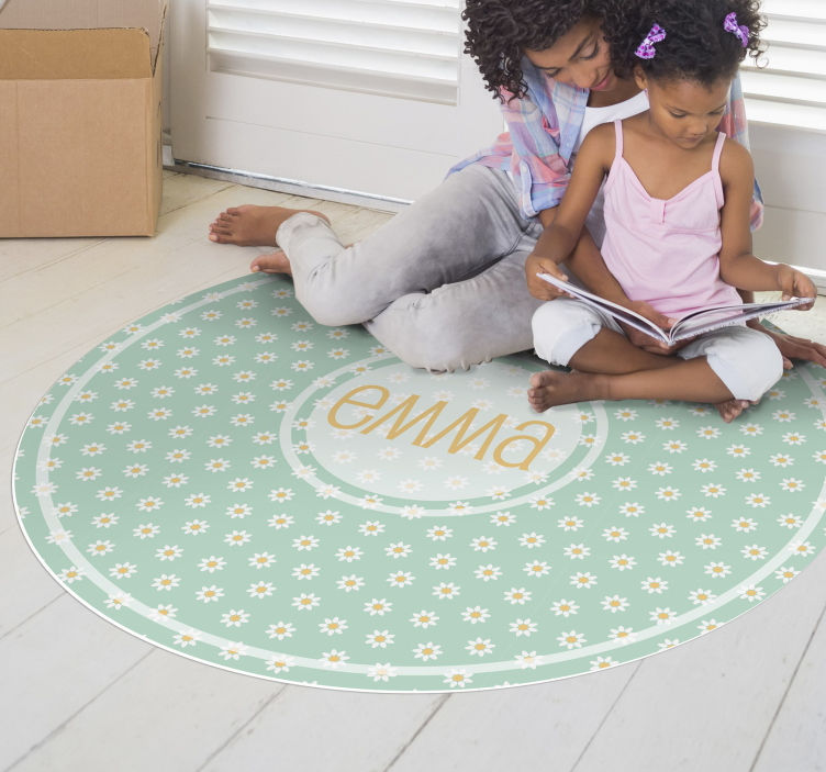 Personalized Daisy Circle custom vinyl carpet - TenStickers
