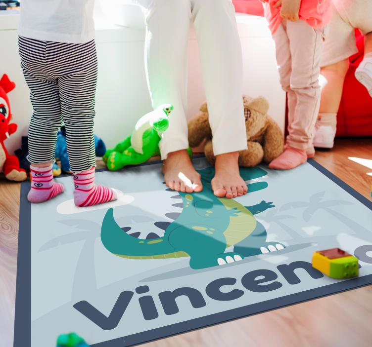 Personalized Dinosaur Illustration nursery vinyl carpet - TenStickers