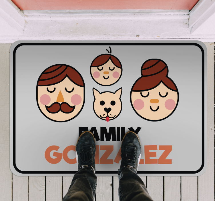 Personalized Family Illustration custom vinyl carpet - TenStickers