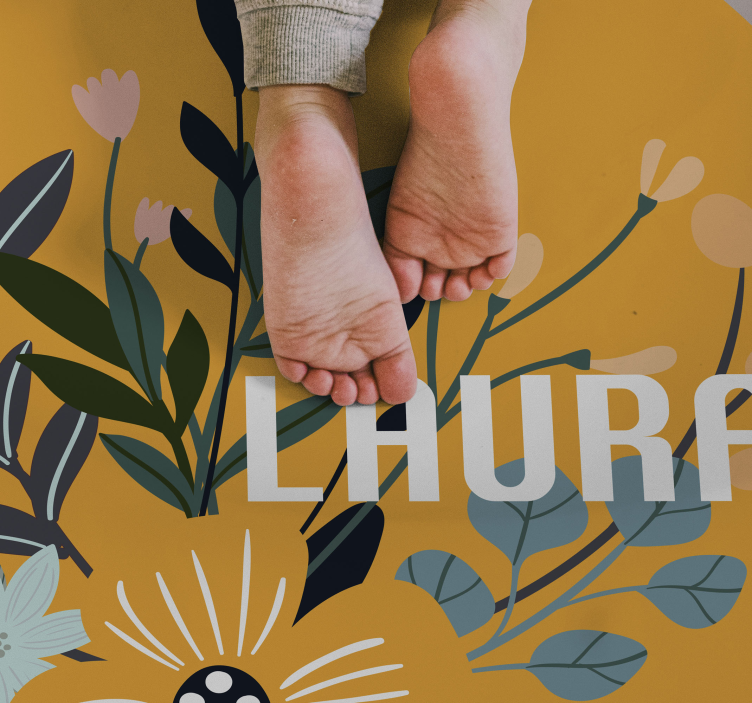 Personalized Botanical Crest custom vinyl carpet - TenStickers