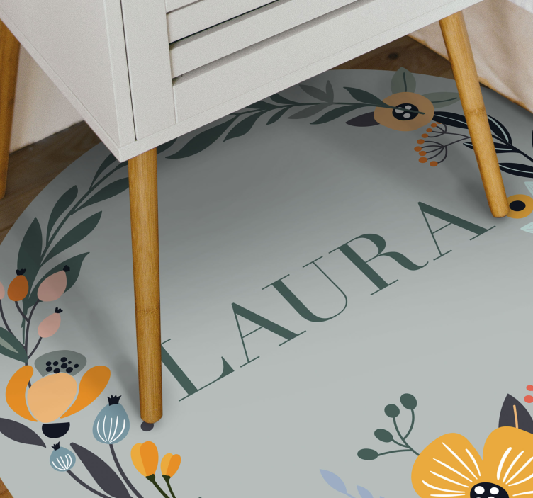 Personalized Floral Design custom vinyl carpet - TenStickers