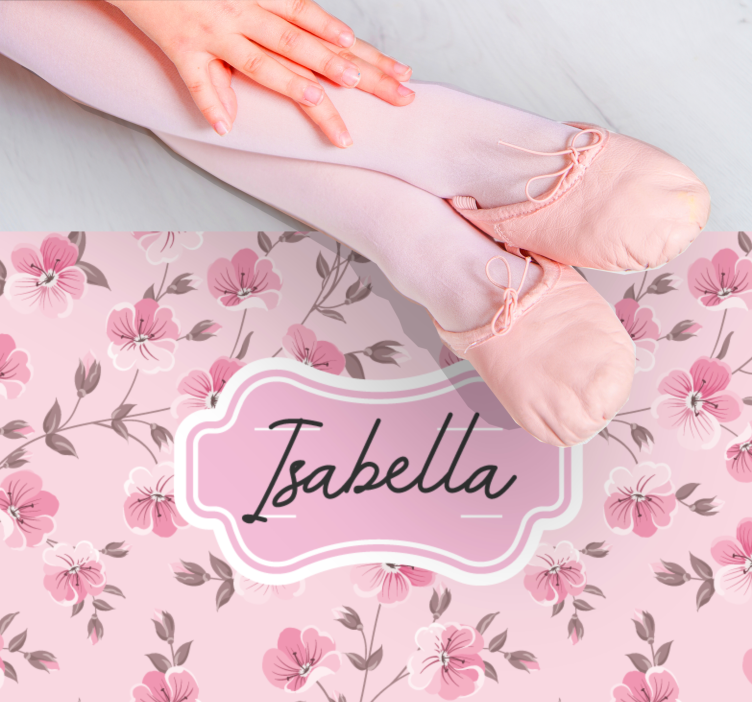 Pink floral design with name teen vinyl carpet - TenStickers
