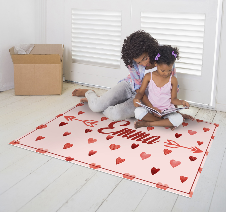 Personalized Heart Theme custom vinyl carpet - TenStickers