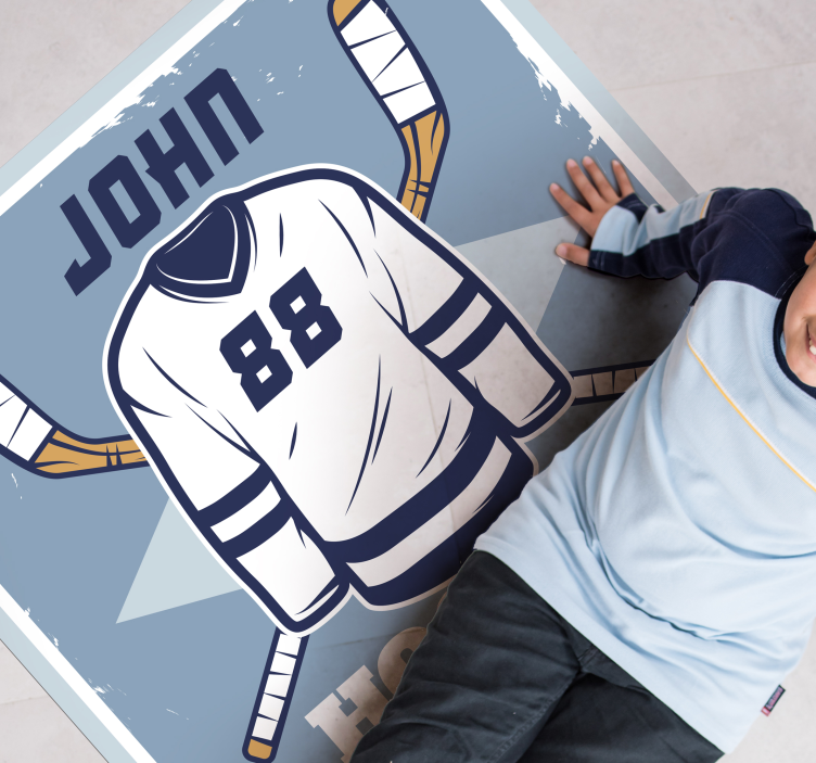 Personalized Hockey Emblem custom vinyl carpet - TenStickers