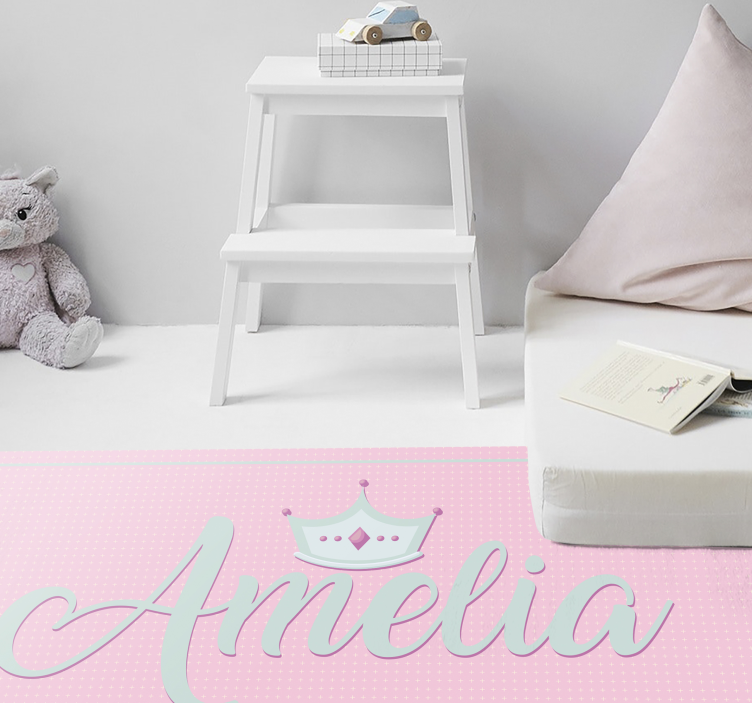 Crowned pink name custom vinyl carpet - TenStickers