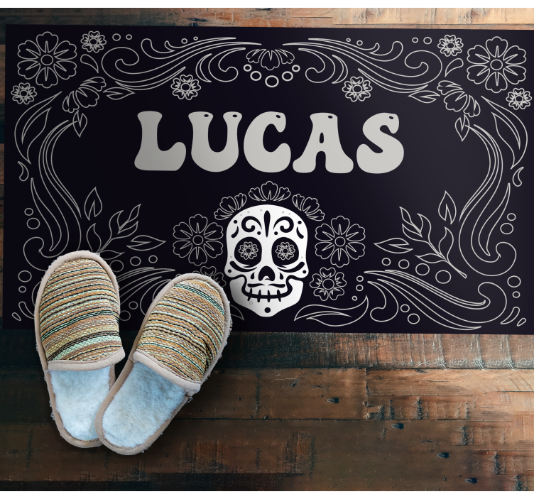 Skull design with name halloween vinyl carpet - TenStickers