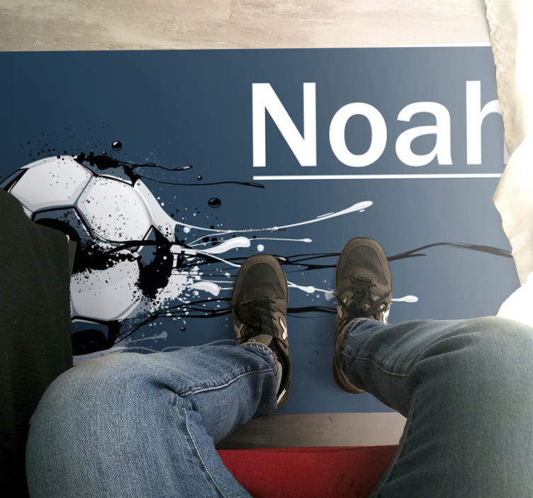 Soccer action with name teen vinyl carpet - TenStickers