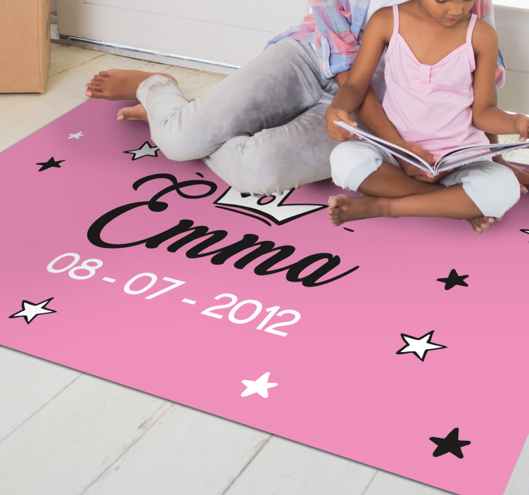 Pink design with name kids vinyl carpet - TenStickers
