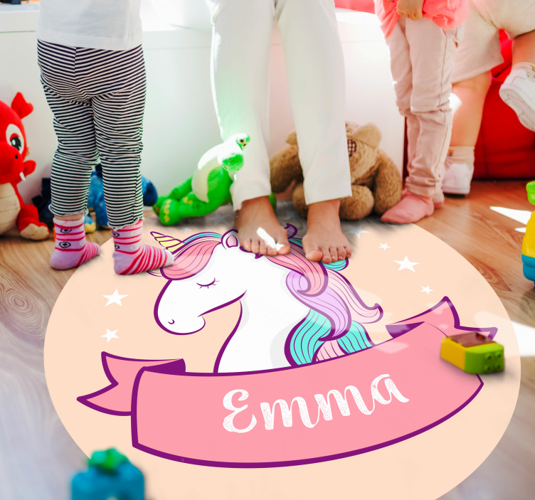 Personalized Unicorn custom vinyl carpet - TenStickers