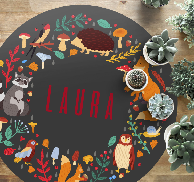 Personalized Woodland nursery vinyl carpet - TenStickers