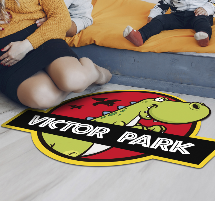 Personnalised Jurassic Park kids vinyl rug - TenStickers