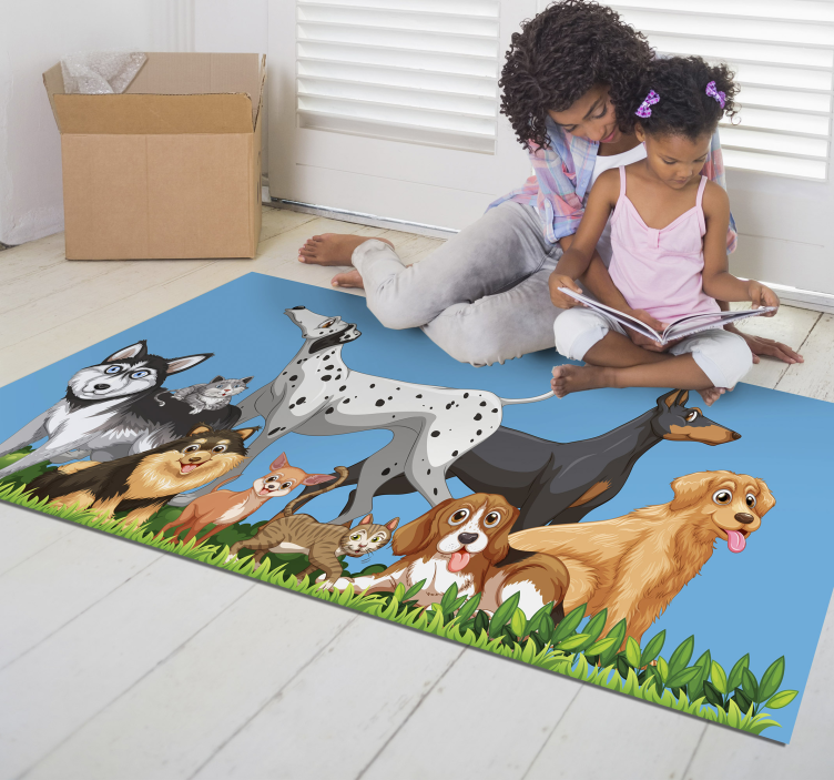 Dogs gathering kids vinyl carpet - TenStickers