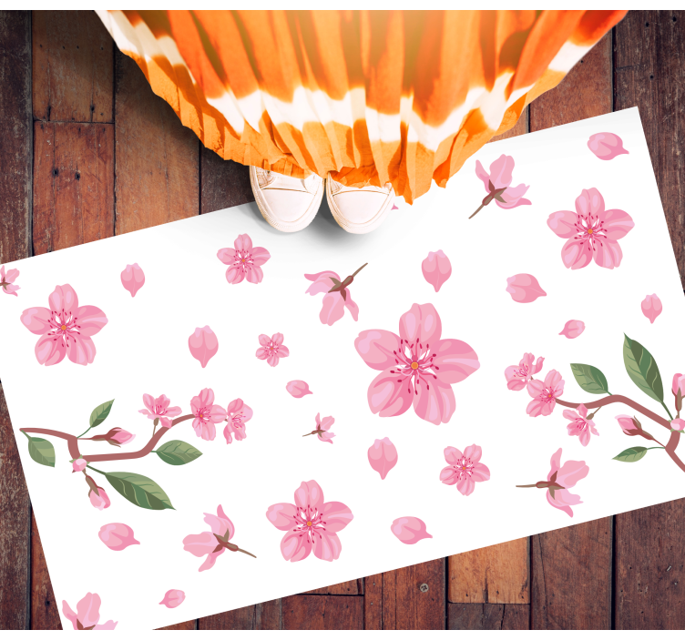 Pink Blossom Motif floral vinyl carpet - TenStickers
