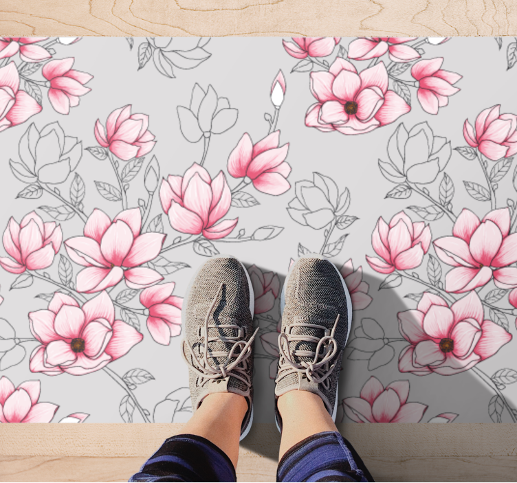 PINK BLOSSOM PATTERN floral vinyl carpet - TenStickers