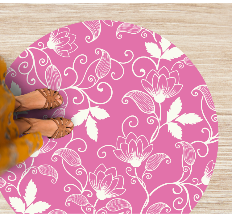 Blush Flower Curves floral vinyl carpet - TenStickers