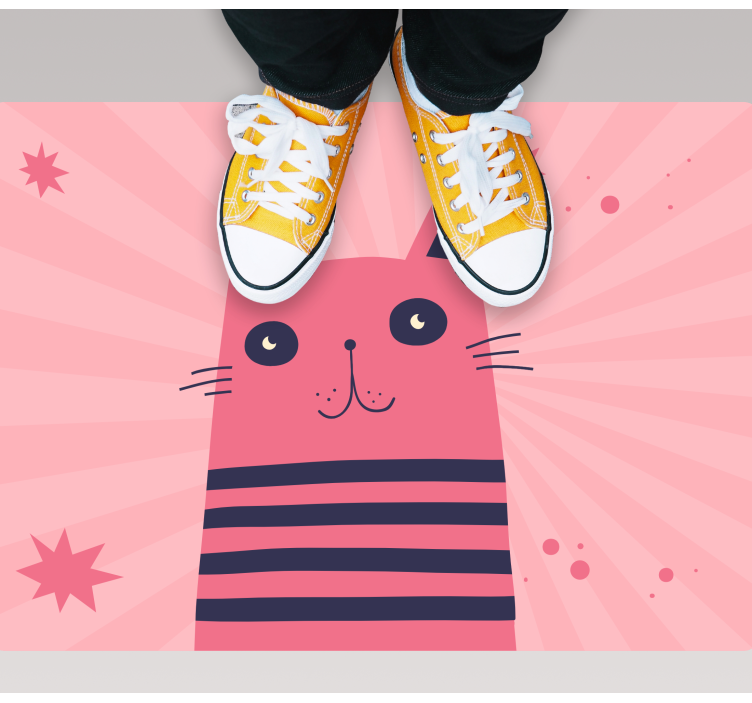 Pink cat illustration kids vinyl carpet - TenStickers