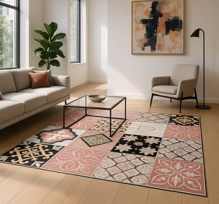 Pink cement living room vinyl carpet - TenStickers