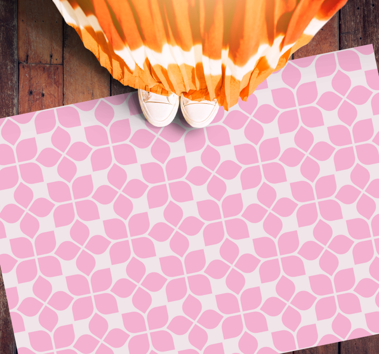 Pink Floral Tile mosaic vinyl carpet - TenStickers