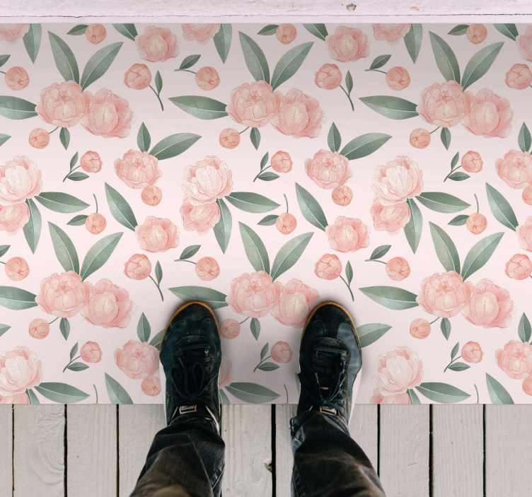 Pink flowers floral rug design - TenStickers