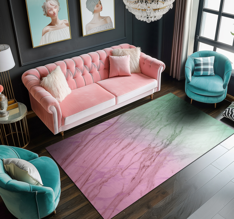 Pink & Green pastel color marble vinyl carpet - TenStickers