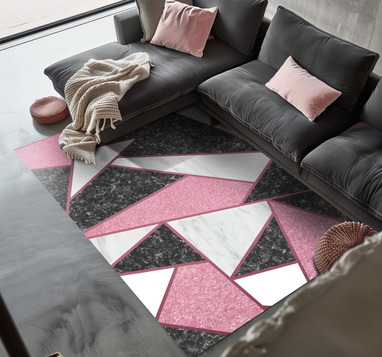 Pink & grey geometric shapes marble vinyl carpet - TenStickers