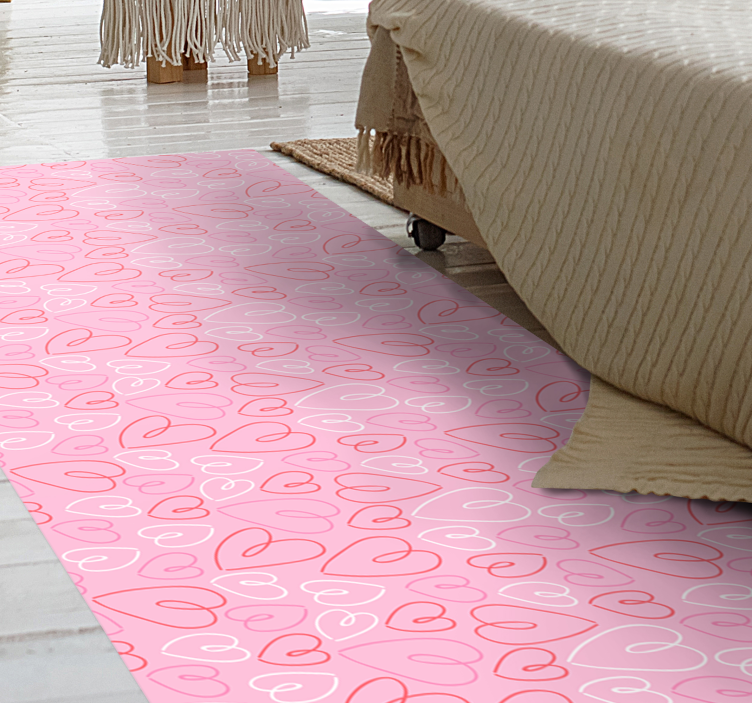 Pink Heart Pattern bedroom vinyl carpet - TenStickers