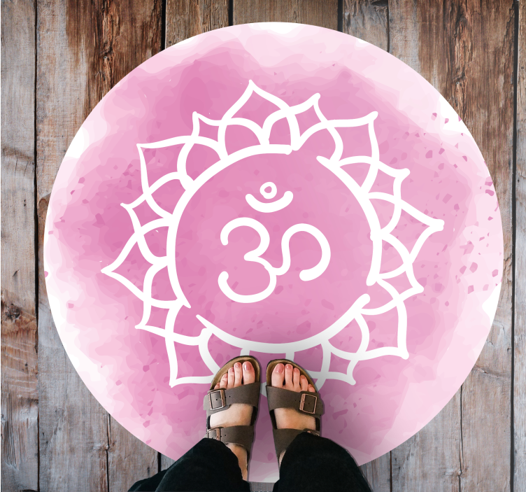 Pink Lotus Symbol mandala vinyl carpet - TenStickers