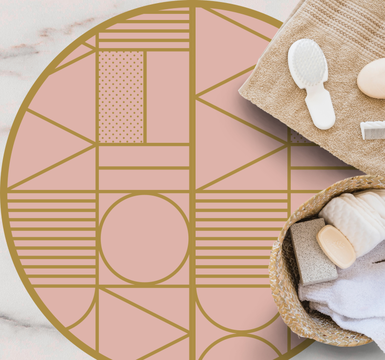 Pink motif geometric vinyl carpet - TenStickers