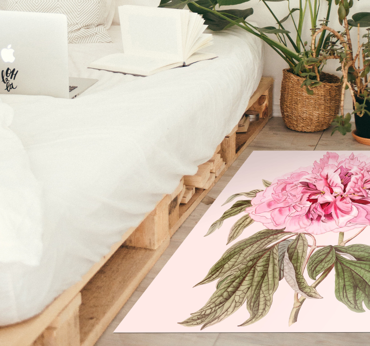 Pink Peony Blossom floral vinyl carpet - TenStickers