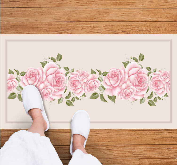 PINK ROSE BORDER floral vinyl carpet - TenStickers