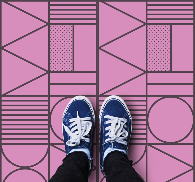 Pink shapes motif geometric vinyl carpet - TenStickers