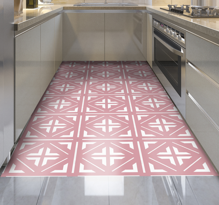 Pink squarred design tile vinyl carpet - TenStickers