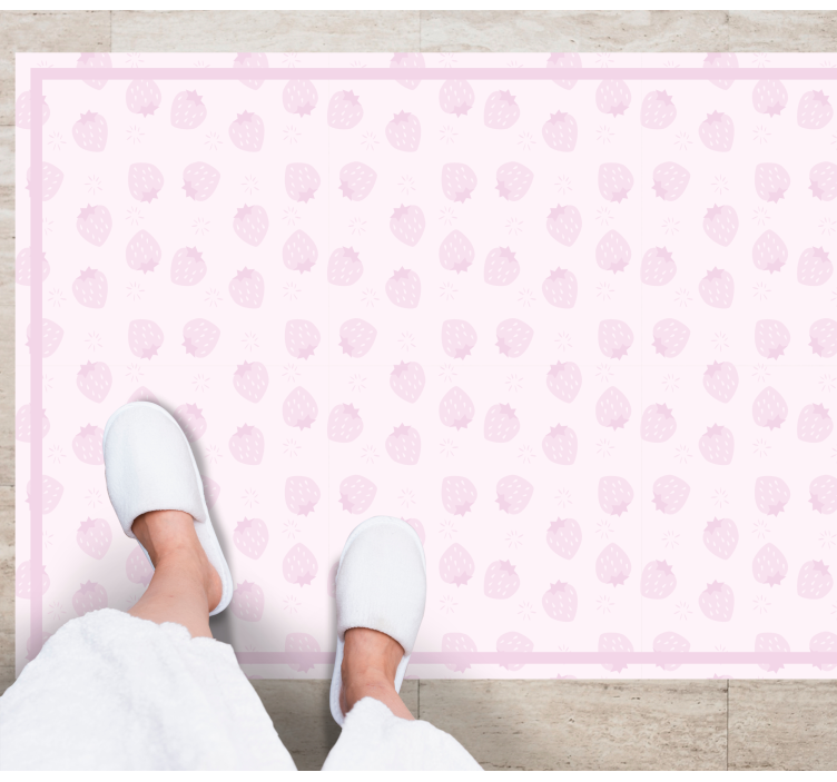 Pink Strawberry Pattern kitchen vinyl carpet - TenStickers