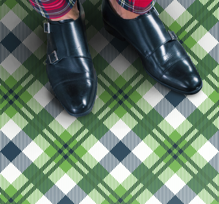 Plaid Pattern Green striped vinyl carpet - TenStickers