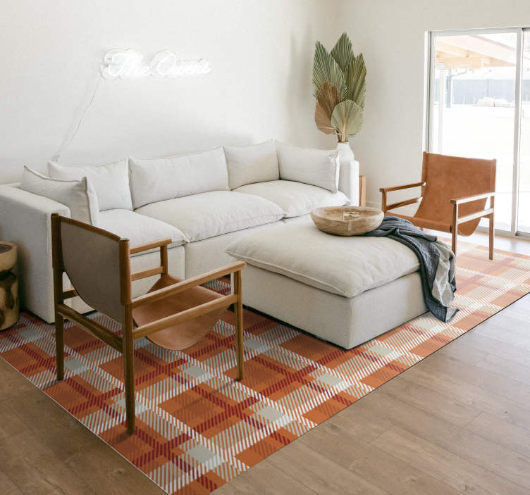Plaid patterned warmth living room vinyl carpet - TenStickers