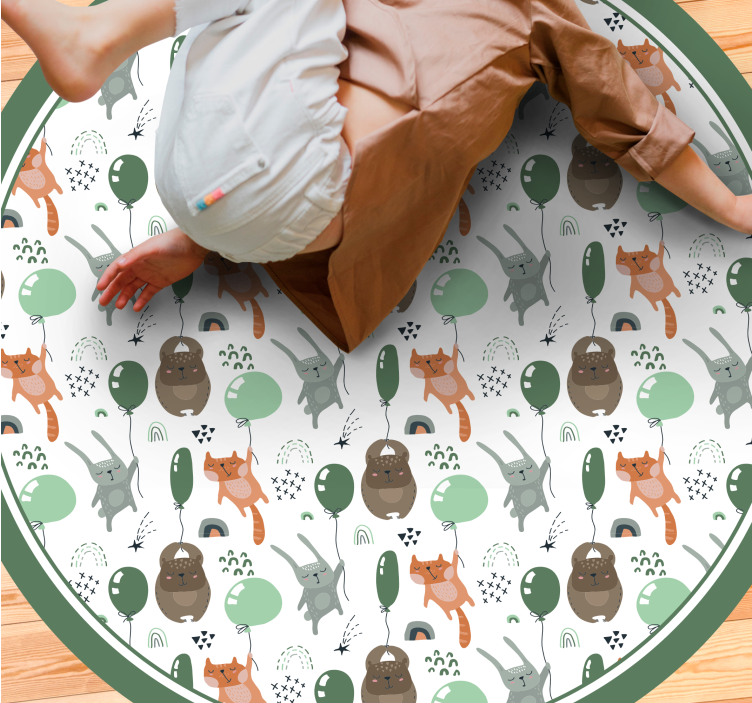 Playful Animal Balloons kids vinyl carpet - TenStickers