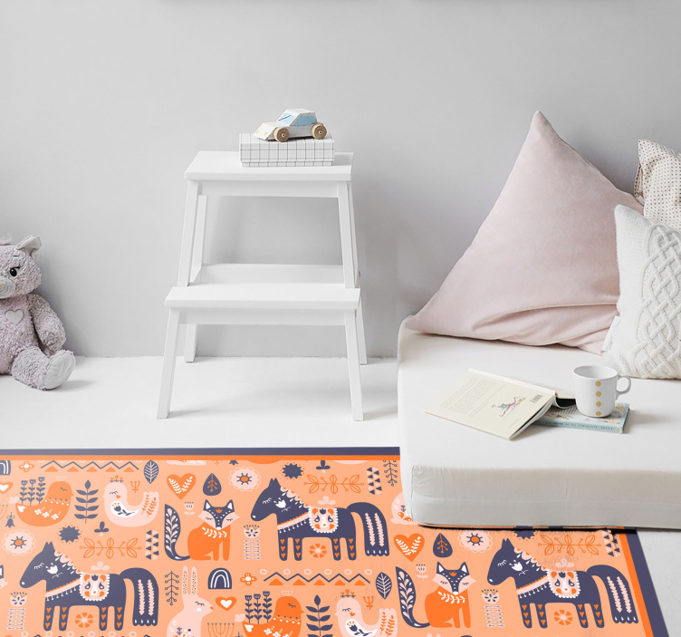 Nordic folk animals kids vinyl carpet - TenStickers